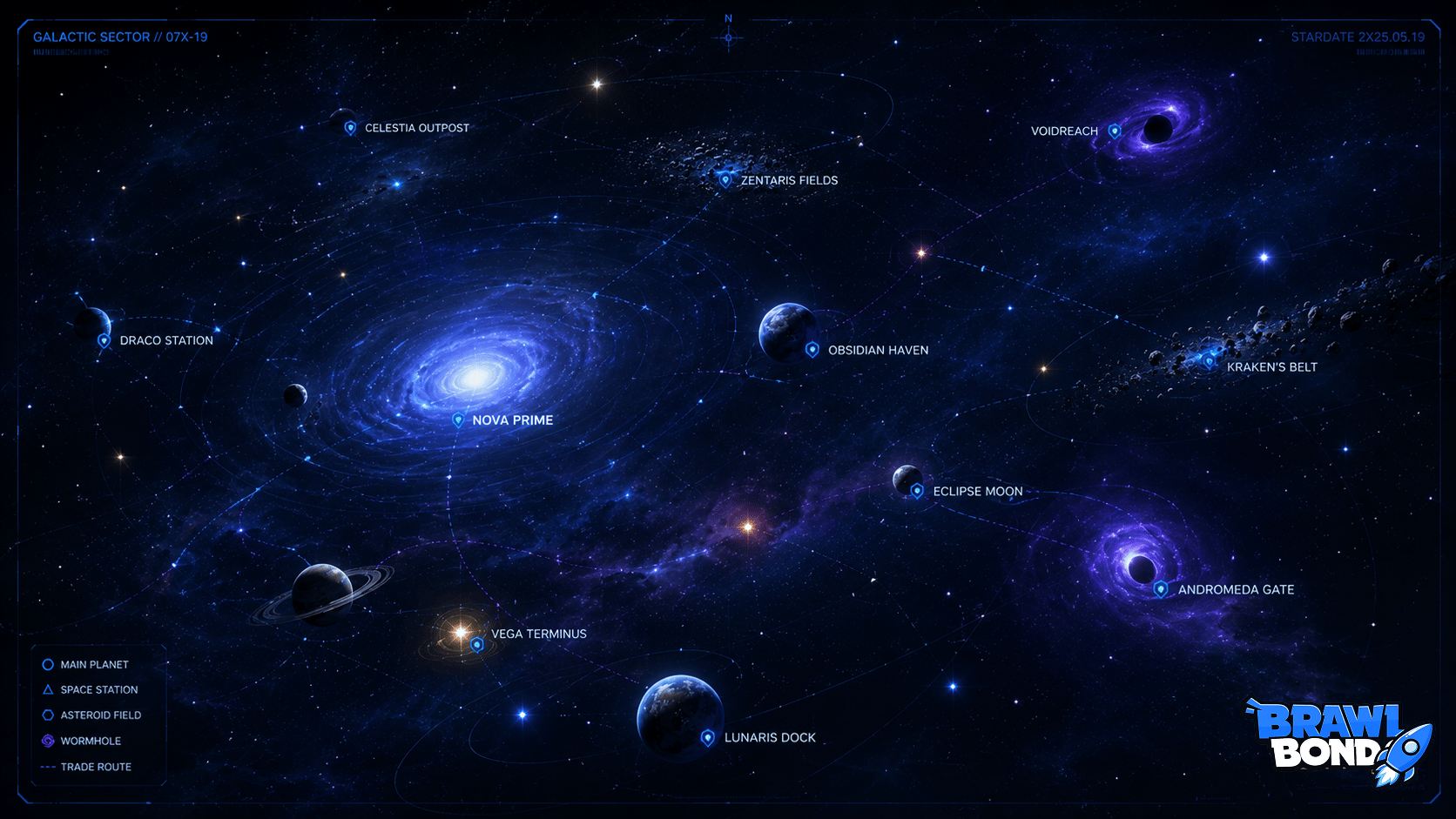 BrawlBond galactic sector room map